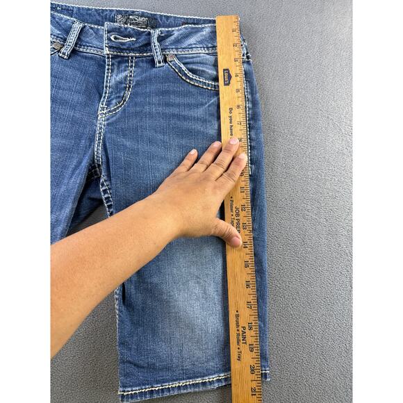 Silver Jeans Suki Shorts Fluid‎ Denim Sz 28 Women’s Distressed Stretch Low Rise - Picture 5 of 8